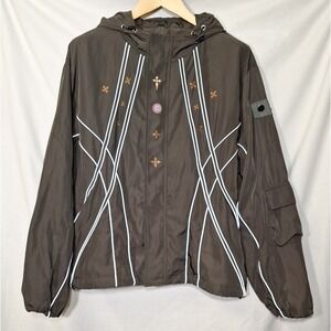 Bad Environment Club Hoodie Sythe Shell Rain Jacket Gray Skull Mens XL Blokecore